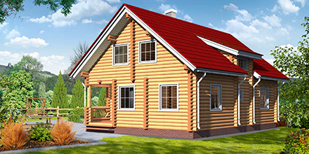 Проект деревянного дома Проект дома из оцилиндрованного бревна ОД-5 в Ярославле
