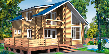 Проект деревянного дома Проект дома из оцилиндрованного бревна ОД-6 в Ярославле