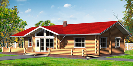 Проект деревянного дома Проект дома из оцилиндрованного бревна ОД-7 в Ярославле