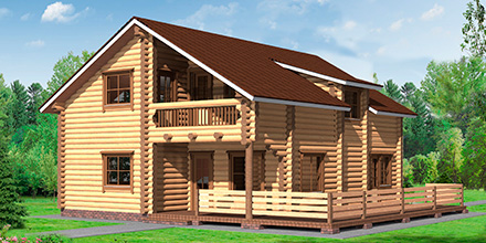 Проект деревянного дома Проект дома из оцилиндрованного бревна ОД-9 в Ярославле
