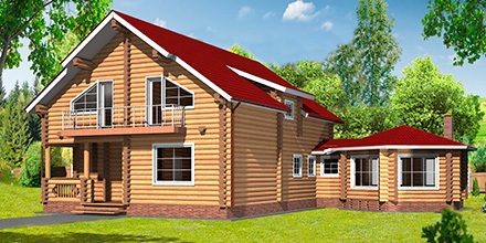 Проект деревянного дома Проект дома из оцилиндрованного бревна ОД-10 в Ярославле
