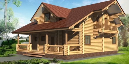Проект деревянного дома Проект дома из оцилиндрованного бревна ОД-11 в Ярославле